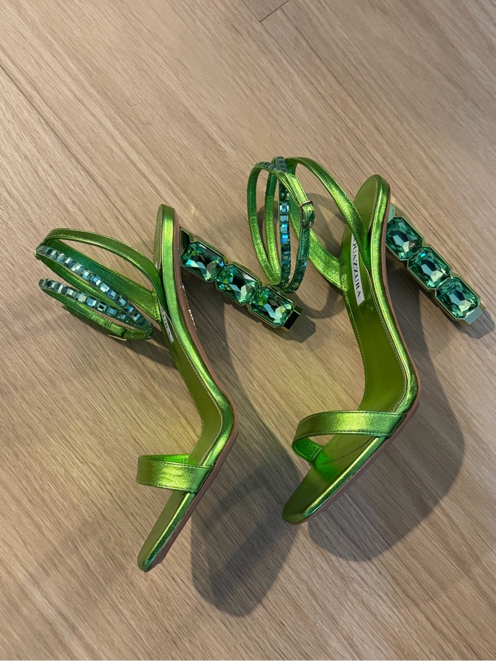 Aquazzura Emerald Jewel-Strap High Heel Sandals - Green
